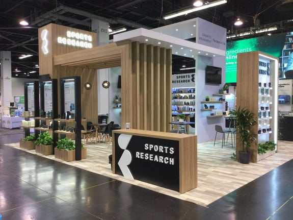 Sports Research booth at Natural Product Expo West built by Exhibit Options