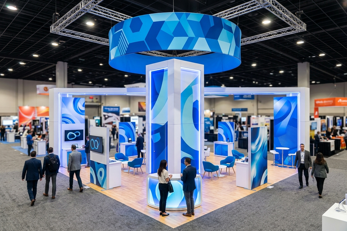 20x20-island-trade-show-booth-on-show-floor