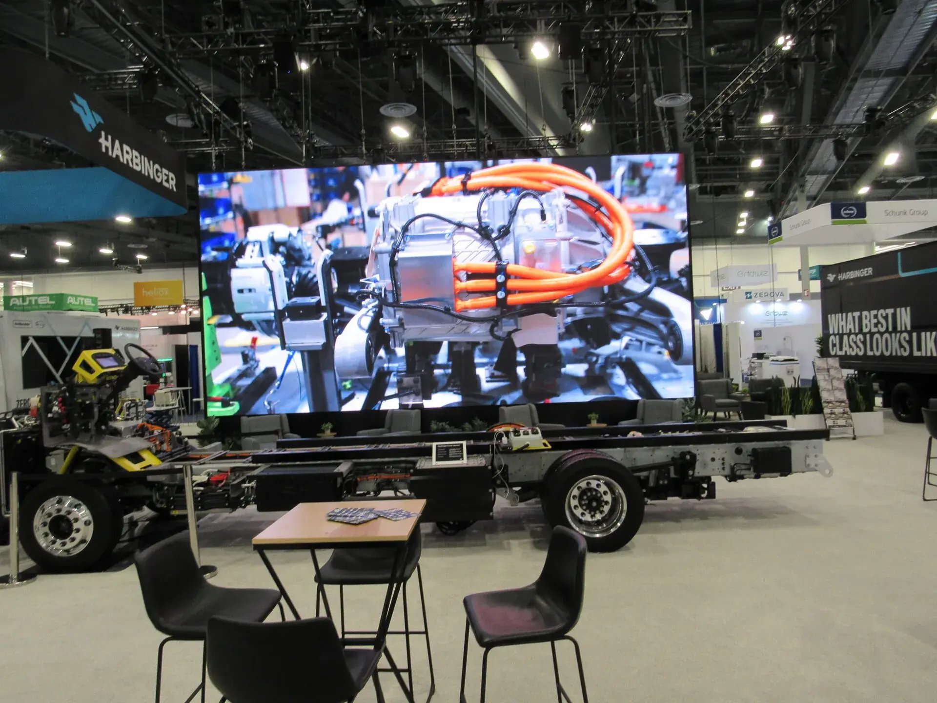 Large-format LED video wall centerpiece at the Harbinger ACT Expo exhibit