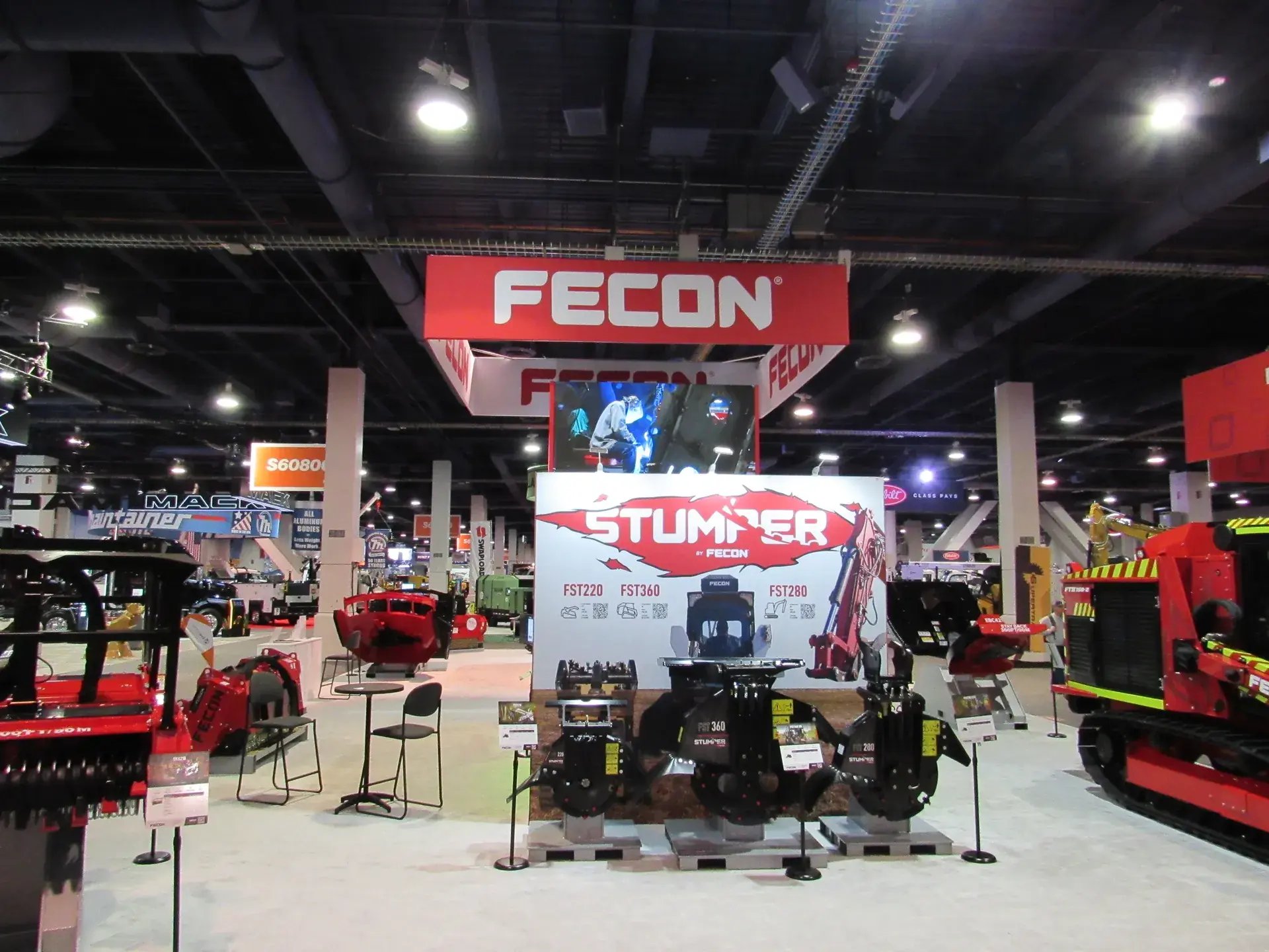 Fecon heavy-duty forestry and land-clearing equipment on display