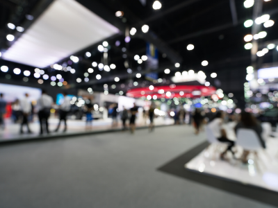 blurred picture of a trade show floor