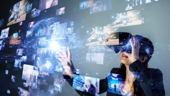virtual event through VR glasses