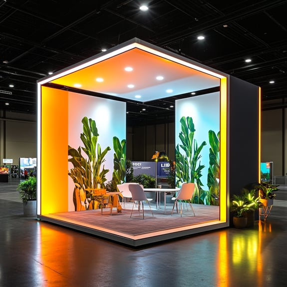 Trade show booths with LED lighting